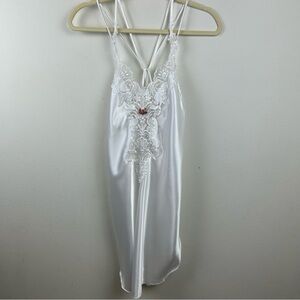 Vintage California Dynasty White coquette satin slip dress size: M